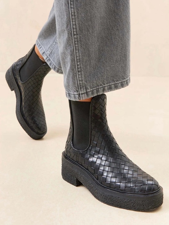 Loeffler Randall Shoes - Loeffler Randall Black Woven Platform Chelsea Boots size 9 New